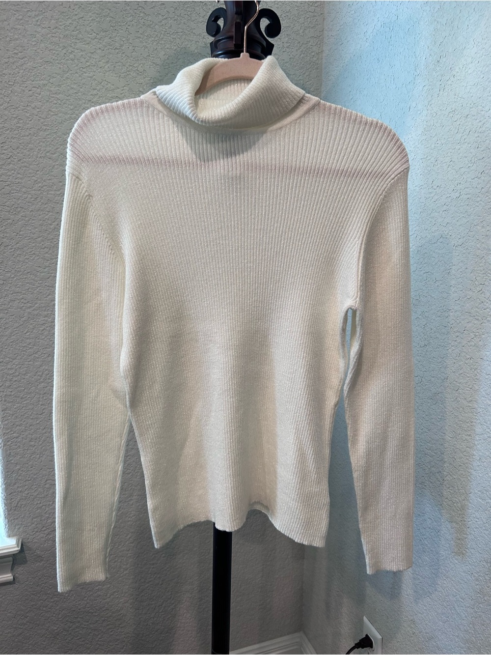 Worthington Cream Ribbed Turtleneck Sweater
